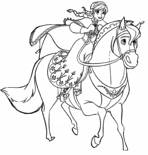 Kolorowanka Elsa na koniu